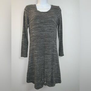 Stylish Charcoal Heather Grey Long Sleeve Midi Dress by Dolan Sz Petite M